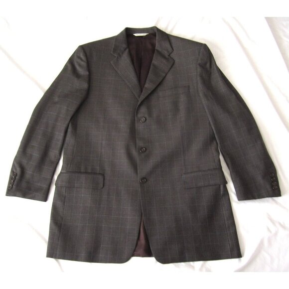 Men Hickey Freeman 3 Button Reda Wool Plaid Blazer Jacket Sz 44 Long (MJ52) USA